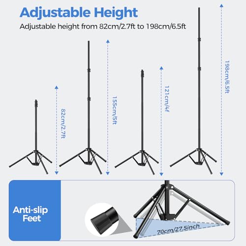 EMART 5 * 6.5ft White Photo Backdrop with Stand Kit for Photography Video Studio，White Screen Photoshoot Background Curtain with T-Shaped Portable Backdrop Stand Carrying Bag 5 Clamps - size: 5X6.5FT