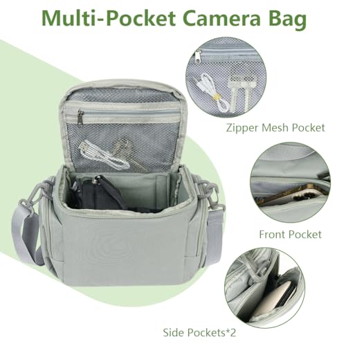 Ainiv DSLR Camera Bag, Waterproof Anti-Shock SLR Camera Case, Large Adjustable Shoulder Strap Camera Backpack, Portable Crossbody Single Shoulder Backpacks Compatible with Canon, Sony, Nikon, Grey - color: Grey