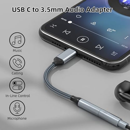 TIPSEAN USB C to 3.5mm Headphone Jack Adapter(2 Pack), USB-C to Aux Audio Dongle Cable for iPhone 17 Pro Max/17 Pro, 16/15 Pro Max, 16/15 Pro, Galaxy S23-S21 Ultra, Pixel, iPad Pro, MacBook (Black) - color: Black