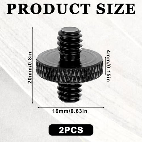 Skrfren 6 Pack 1/4" Male to 1/4" Male Threaded Tripod Screw Adapter, Double Head Standard Mounting Thread Converter, Aluminum Alloy Camera Cage Mount Adapter for Light Stand Shoulder Rig (Black)