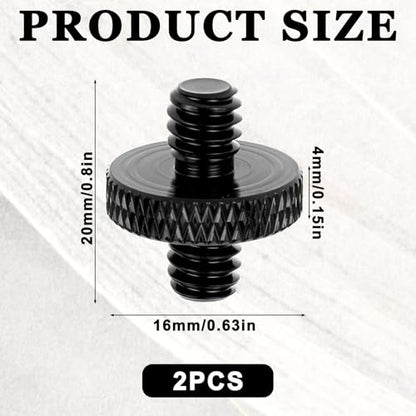 Skrfren 6 Pack 1/4" Male to 1/4" Male Threaded Tripod Screw Adapter, Double Head Standard Mounting Thread Converter, Aluminum Alloy Camera Cage Mount Adapter for Light Stand Shoulder Rig (Black)