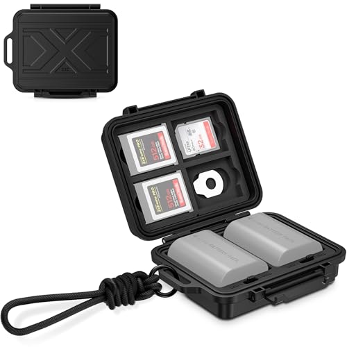 JJC Portable Camera Battery Memory Card Storage Case for 3 SD Card,4 CFexpress Type-B/XQD Cards,2 Camera Batteries,Compact Cameras Battery Holder Box for Nikon EN-EL15 - size: for Battery x 2 + 3 SD + 4 CFB