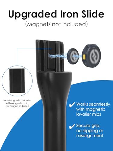YOUSHARES Handheld Interview Microphone Holder for Hollyland Lark M2 - Iron Magnetic Slide Rail fits Hollyland Lark A1/MAX/150 & Rode/DJI Magnetic Lavalier Wireless Mics - color: Magnetic Handheld Microphone Holder