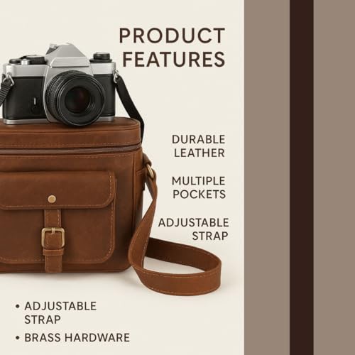 Leather DSLR Camera Bag Handmade Vintage Camera Shoulder Messenger Bag Camera Satchel Leather Camera Bags for Photographers and Men and Women | Gift for him