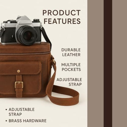 Leather DSLR Camera Bag Handmade Vintage Camera Shoulder Messenger Bag Camera Satchel Leather Camera Bags for Photographers and Men and Women | Gift for him