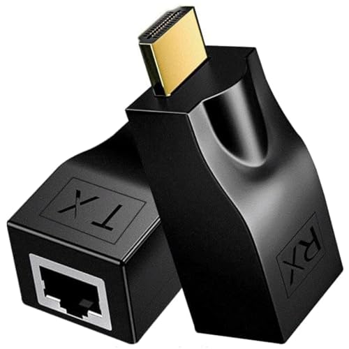 4K HDMI to RJ45 Extender, HDMI Extender Over Ethernet Cat 6/7/ 8 Cable, Hdmi Repeater to RJ45 Network Converter for HDTV STB DVD PS4, Support Audio Video 1080P UP to 98FT/30m