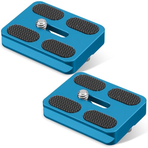 Frienda 2 Pieces Metal Quick Release Plate with 1/4''-20 Camera Screw Tripod Mount Plate Fits Standard for DSLR Camera Tripod Ball Head(Blue,Pu50) - color: Blue, style: PU50