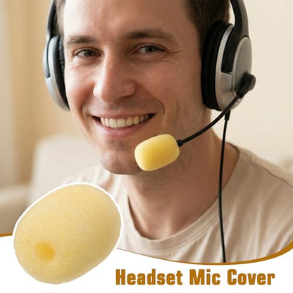 20Pcs Microphone Foam Covers, High-Density Headset Mic Covers Skin | 20Pcs high-density mic foam covers,1.4x0.9cm,2mm aperture.Skin color.Noise reduction,dust shield.For lapel,headset mics