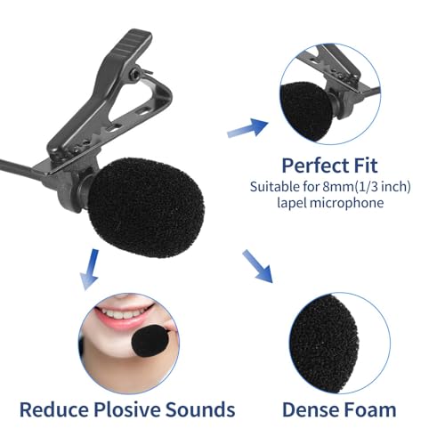 Microphone Cover Furry Windscreen & Foam Cover Set for Lavalier Lapel Microphone Microphone Cover Professional Lapel Headset Windscreen Foam Cover Set