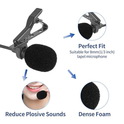 Microphone Cover Furry Windscreen & Foam Cover Set for Lavalier Lapel Microphone Microphone Cover Professional Lapel Headset Windscreen Foam Cover Set