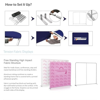 (Double-Sided Print) Tension Fabric Backdrop Trade Show Fabric Banner | 5x8 FT Custom Tension Fabric Display Large Trade Show Backdrop Display Booth Exhibit Standing Banner with Aluminum Frame - size: 5 x 8 FT