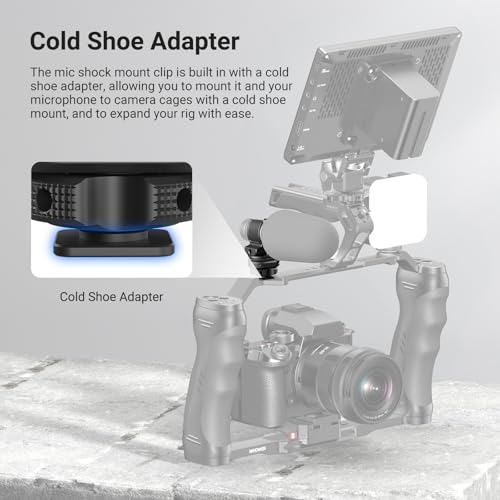 NEEWER Microphone Holder with Cold Shoe Adapter, Noise Reducing Shock Absorbing Mic Mount Accessories with Built in Silicone Pads, for Mics of 0.7" to 1" (19 to 25mm) in Diameter, MH3 - style: MH3