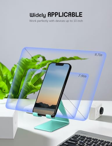 Aoviho Desk Cell Phone Stand - Aluminum Phone Holder Cradle Dock for iPhone 13 12 Pro 11 X Xs Max 8 7 6 6s Plus SE 5 5s Samsung, All Smart Phones 4-10 Inch, Fresh Green - color: Fresh Green