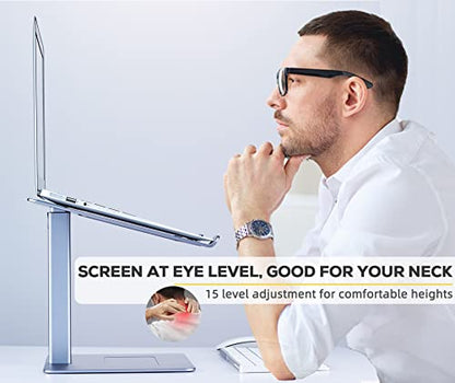 Adjustable Laptop Stand, Tall, Strong, Airflow, Suitable for 13.3-17.3 Inch Laptops, Lift Screen to Eye Level for Video Conferences - color: Gray