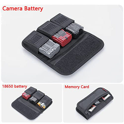 King Ma Small DSLR Camera Battery Bag Pouch Holder Case Camera Batteries Waist Bag Compatible with LP-E6 LP-E17 FZ100 FW50 F550 AA Battery and SD Card Holder Memory Card Case