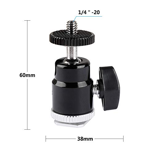 CAMVATE 1/4"-20 Mini Ball Head & Shoe Mount Adapter (2 Pieces) - 1975