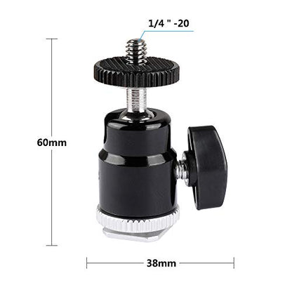 CAMVATE 1/4"-20 Mini Ball Head & Shoe Mount Adapter (2 Pieces) - 1975