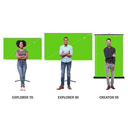 Valera 90in Green Screen Backdrop with Stand for Streaming, Ultra Portable 2 Min Setup, Portrait & Landscape, Tripod & Wall Mount, for Tiktok Zoom Video Meetings & More, +1k Free Backgrounds Included - size: 90 Inch