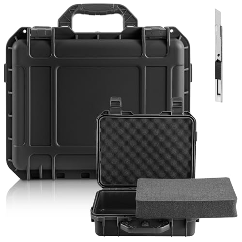 Relaxweex 1 Pcs Waterproof Hard Case with DIY Customizable Foam Insert Portable Protective Case with Knife for Camera Drones Equipments Tools Test Instruments(Black,8.5 x 6.5 x 3.7 Inch) - color: Black, size: 8.5 x 6.5 x 3.7 Inch