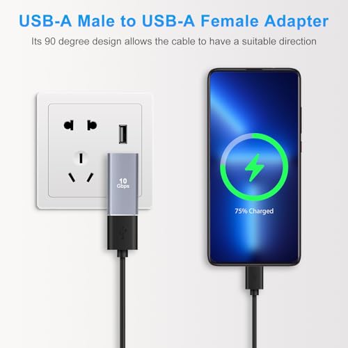 90 Degree USB3.0 Adapter (2 Pack), Left Angle and Right Angle 3.0 USB A Male to Female Converter Extender for PC, Laptop, USB A Charger, Power Bank and More, USB3.0 Expansion Adapter - style: 3.1USBm-USBf-MD
