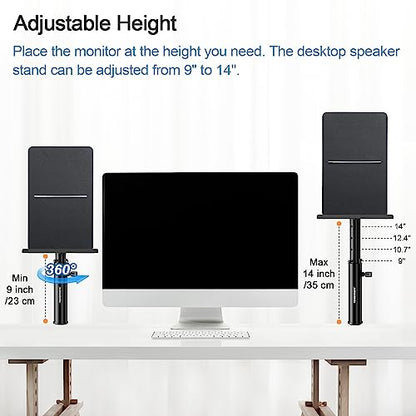 Vondynote Set of 2 Studio Monitor Stands Desktop Clamp Speaker Stands Against The Wall