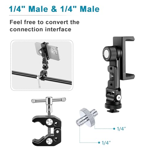 1/4" Male to 1/4" Male Threaded Tripod Screw Adapter, Double Head Stud Mounting Thread Converter for Camera, Monitor, LED Light, Microphone, Shoulder Rig - 2 Packs