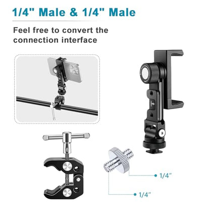 1/4" Male to 1/4" Male Threaded Tripod Screw Adapter, Double Head Stud Mounting Thread Converter for Camera, Monitor, LED Light, Microphone, Shoulder Rig - 2 Packs