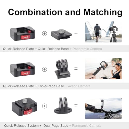 Quick Release Plate Mount Adapter,Easy Setup with 1/4" Screw Tripod Mount Adapter for Go Pro/DJI/Insta360/Sony ZV-1F/Canon G7X Mark III for Tripod/Monopod/Slider (MR63016) - style: MR63016