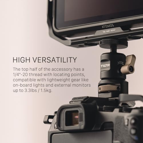 Tilta Mini Ball Head Mount | Adjust Angle of External Monitors or On-Board Lights | Ensures Accessories Stay Secure | Easy to Adjust (Cold Shoe) TA-MBH-CS-B - style: Cold Shoe