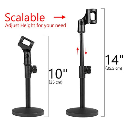 GEEKRIA for Creators Telescoping Tabletop Microphone Stand Compatible with Blue Yeti, Yeti X, Sona, Snowball iCE, Ember, Spark SL Adjustable Desk Mic Holder with Weighted Base