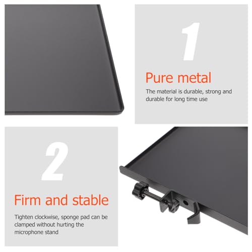 Mikinona 1Pc Metal Sound Card Storage Tray for Microphone Stand Clamp Holder with Angle and Protective Sponge Pad Support for Live Broadcast and Audio Equipment