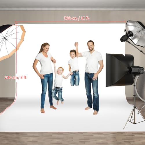 Hemmotop White Photo Backdrop Background 10x8ft | Polyester, Large, Drapes Well, Rod Pocket for Easy Hanging, for Family Photoshoot, Wedding, Birthday, Graduation, Baby Shower - color: White