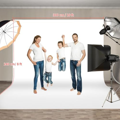 Hemmotop White Photo Backdrop Background 10x8ft | Polyester, Large, Drapes Well, Rod Pocket for Easy Hanging, for Family Photoshoot, Wedding, Birthday, Graduation, Baby Shower - color: White