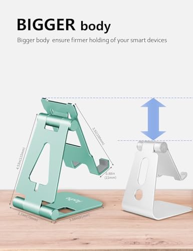 Aoviho Adjustable Cell Phone Stand Desktop Phone Holder - Universal Foldable Moblie Phone Stand for iPhone 17 16 Pro Xs Max Xr X 8 7 6 5 5s SE All Phones… (Mint Green) - color: Mint Green