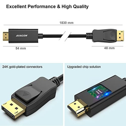 4K DisplayPort to HDMI 6 Feet Cable 5 Pack, Uni-Directional DP 1.2 Computer to HDMI 1.4 Screen Cable Compatible with HP, ThinkPad, AMD, NVIDIA, Desktop - color: 5 PACK, size: 6 ft