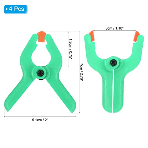 PATIKIL 2 Inch Spring Clamps, 4 Pack Plastic Flexible Anti-slip Strong Backdrop Clamp Clips for Stand DIY Project Photography Studio Craft, Green - color: Green