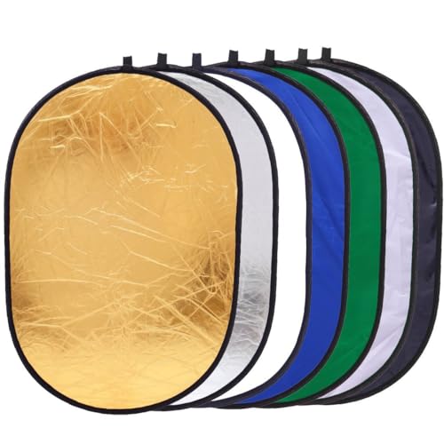 REFLEX CAMERA 7-in-1 35"x47" Photography Reflector (Rectangular)– Translucent/Silver/Gold/White/Black/Blue/Green – Light Diffuser & Chroma Key Background Kit with Carrying Case (90x120cm) - size: 90x120cm/35x47in