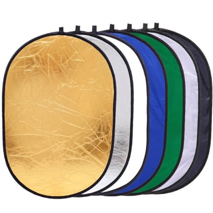 REFLEX CAMERA 7-in-1 35"x47" Photography Reflector (Rectangular)– Translucent/Silver/Gold/White/Black/Blue/Green – Light Diffuser & Chroma Key Background Kit with Carrying Case (90x120cm) - size: 90x120cm/35x47in