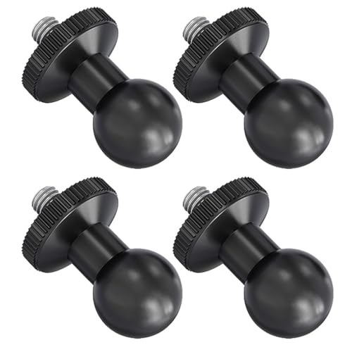 4 Piece 17mm Ball Head Mount Adapters Featuring 1/4 Inch Screw Compatible for Camera and Device Mounting Systems Action Camera Mount (B Model) - color: B model