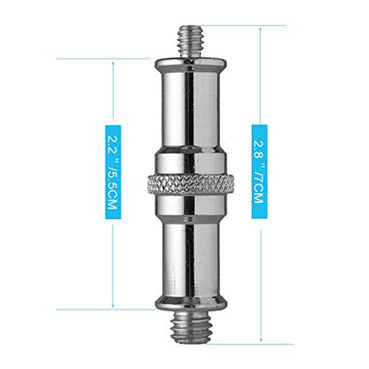 2 Pieces Standard 1/4 to 3/8 inch Metal Male Convertor Threaded Screw Adapter Spigot Stud for Studio Light Stand, Hotshoe/Coldshoe Adapter, Ball Head, Wireless Flash Receiver, Trigger