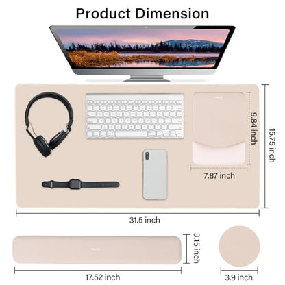 MOSISO Keyboard Mouse Pad Set, Large Gaming Mouse Pad&Rectangular Keyboard Wrist Rest&Mousepad with Wrist Rest&Coaster, Ergonomic Non-Slip&Easy Typing Pad with Curved Silicone Lining, Apricot - color: Apricot