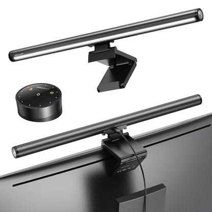 Douxlife Monitor Light Bar with Visual Wireless Remote & Touch Dual Control, Eye-Care Computer Monitor Lamp with Asymmetrical Optical Design, Stepless Dimming Screenbar for Home Office Gaming, Gray - color: Gray