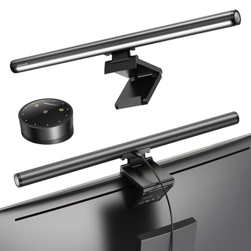 Douxlife Monitor Light Bar with Visual Wireless Remote & Touch Dual Control, Eye-Care Computer Monitor Lamp with Asymmetrical Optical Design, Stepless Dimming Screenbar for Home Office Gaming, Gray - color: Gray