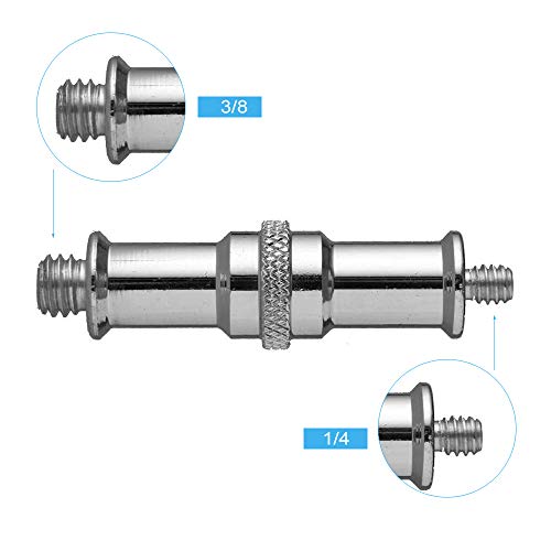 2 Pieces Standard 1/4 to 3/8 inch Metal Male Convertor Threaded Screw Adapter Spigot Stud for Studio Light Stand, Hotshoe/Coldshoe Adapter, Ball Head, Wireless Flash Receiver, Trigger