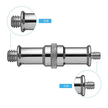 2 Pieces Standard 1/4 to 3/8 inch Metal Male Convertor Threaded Screw Adapter Spigot Stud for Studio Light Stand, Hotshoe/Coldshoe Adapter, Ball Head, Wireless Flash Receiver, Trigger