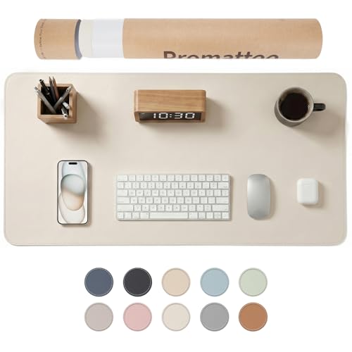 Large Desk Pad Non-Slip Desk Mat Protector for Keyboard Mouse Waterproof Vegan Leather Surface Faux Leather Laptop Mat Smooth Mouse Pad Premium Gift Tube Creamy White 35" x 17" - color: Creamy White, size: 35" x 17"