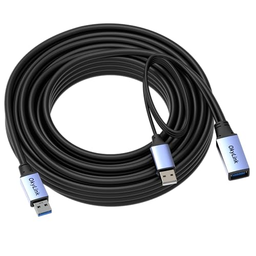 OkyLink Active USB 3.0 Extension Cable A to A, Male to Female 32ft | 10m, 3.2 Gen1, with Power Cable, 5Gbps, Plug and Play,for Long Range CCTV, Scanner - color: USB3.0(5Gbps), size: 32ft (10m)
