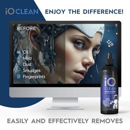Screen Cleaner Spray (16oz - 473ml) – Best Large Cleaning Kit for LCD LED OLED TV, Smartphone, iPad, Laptop, Touchscreen, Computer Monitor, Electronic Devices, Microfiber Cloth Wipes and 2 Nozzles - size: 16.9 Fl Oz (Pack of 1)