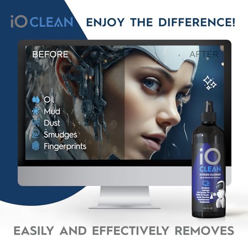 Screen Cleaner Spray (16oz+16oz) – Best Large Cleaning Kit for LCD LED OLED TV, Smartphone, iPad, Laptop, Touchscreen, Computer Monitor, Other Electronic Devices – 2 Microfiber Cloths and 4 Nozzles - size: 32 Fl Oz (Pack of 2)