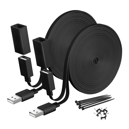Itramax USB Extension Cable Flat 10FT 2Pack Compatible with Ring Cam,Google Nest,USB Extender Cord for WYZE Cam V4 V3 V2,OG,Blink 4th Gen,Blink XT,Mini 2,Weatherproof Power Cable for Security Camera - color: Black, size: 10FT/3M